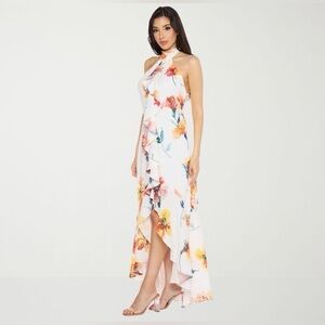Premier Amour Floral Maxi Halter Dress Size 14 Backless Ruffle size 2